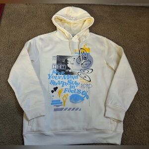 Unbranded Cream Hoodie with Blue & Yellow Graphic Print